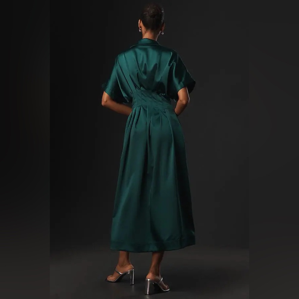 Anthropologie The Tobie Satin Shirt Dress by Exquise - Picture 4 of 8
